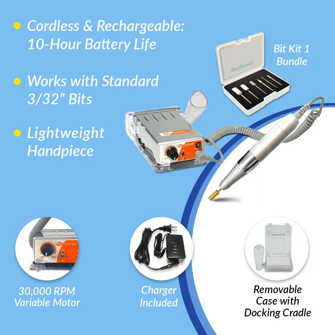 Medicool Pro Power 20K Nagelfräser Bit Kit 1 Akku Set
