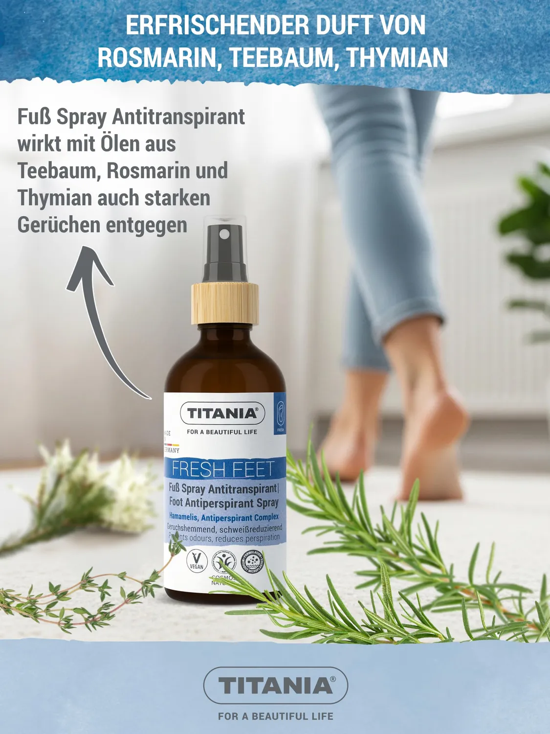 Titania Fußspray Antitranspirant 100 ml ohne Alkohol