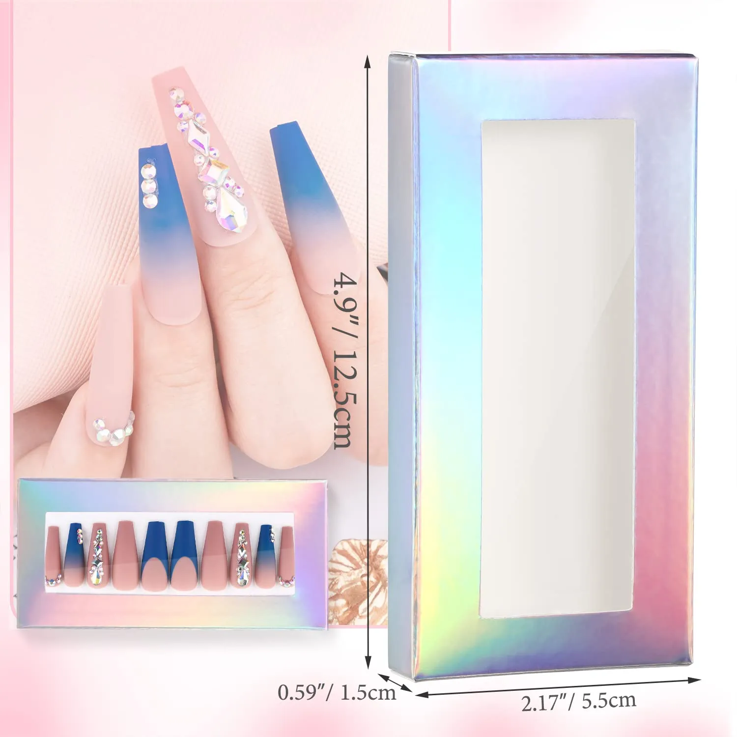 Noverlife Nagelbox Holografisch Fenster 30er Set Karten
