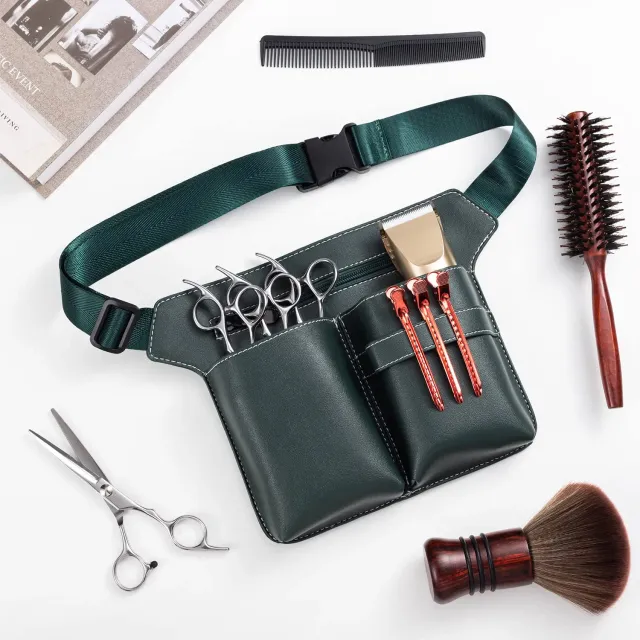 Noverlife Scherentasche dunkelgrün PU-Leder Gürtel 6 Taschen