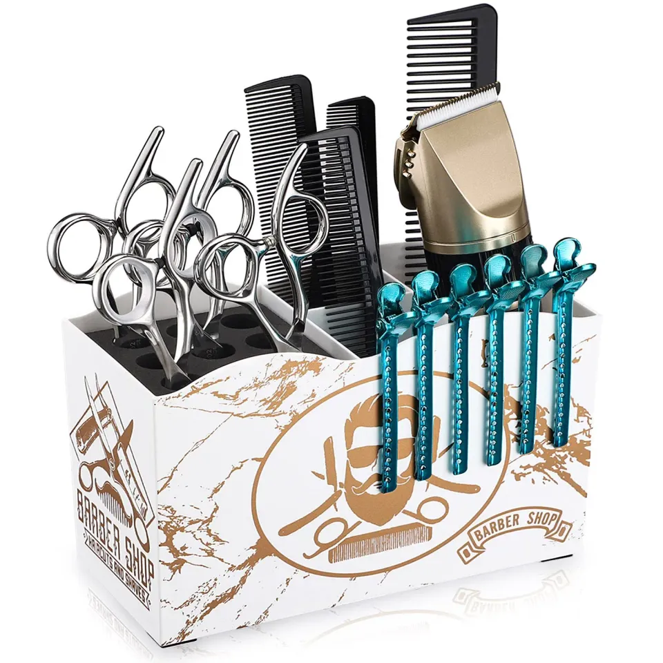 Noverlife Friseurscherenhalter weiß Box mit 5 Fächern