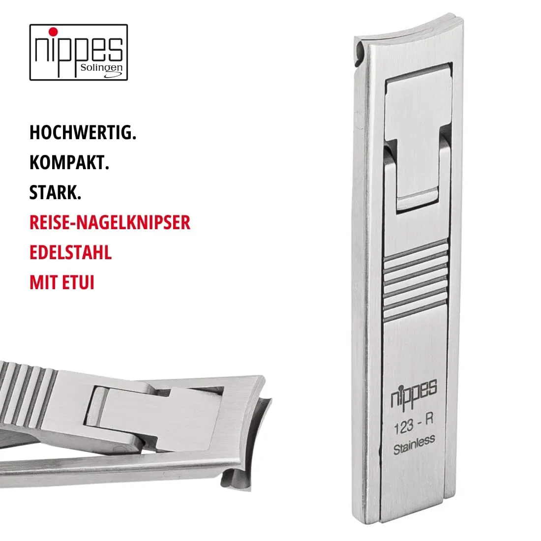 Nippes Solingen Classic Reise-Nagelknipser 6 cm Edelstahl Etui