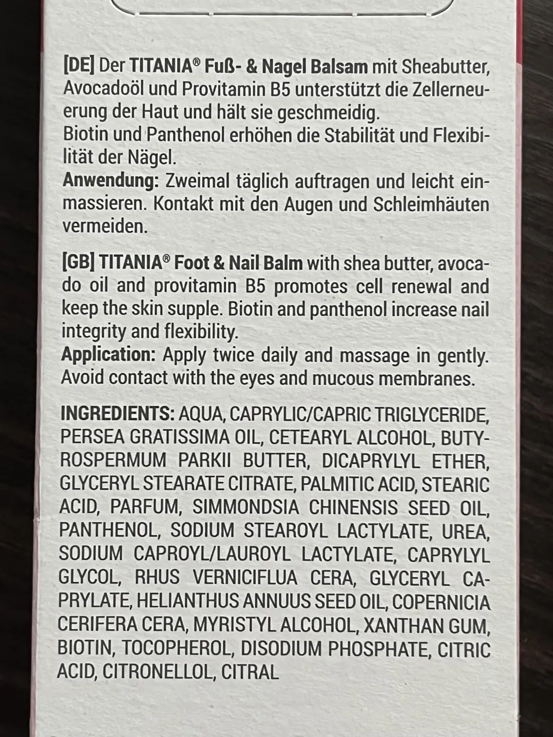 Titania Fuß- & Nagel Balsam 100 ml Sheabutter Biotin vegan
