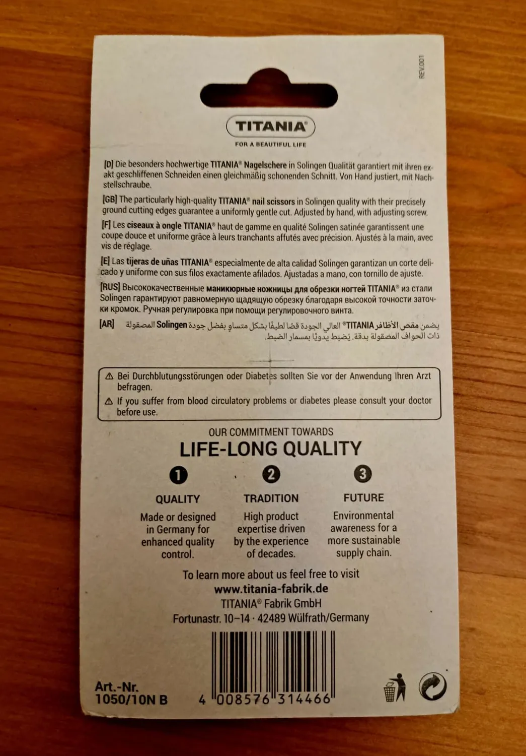Titania Nagelschere Solingen gebogen 9,5 cm Carbonstahl