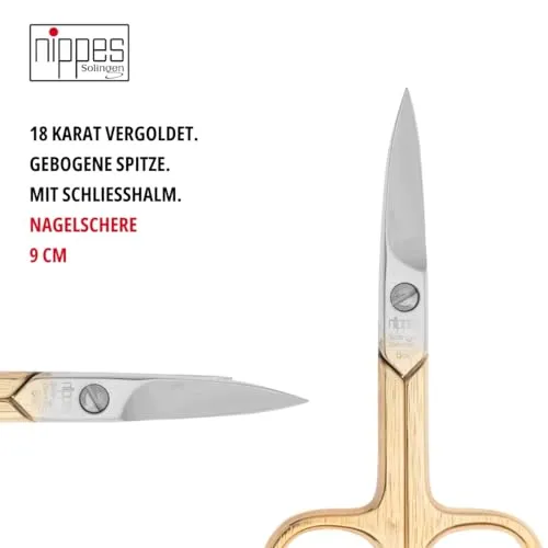 Nippes Solingen Nagelschere 9 cm vergoldet gebogen