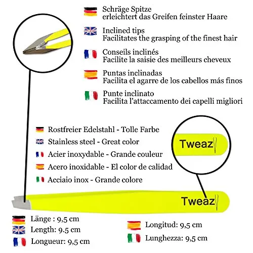 K-Pro Tweazy Pinzette schräg Edelstahl neongelb