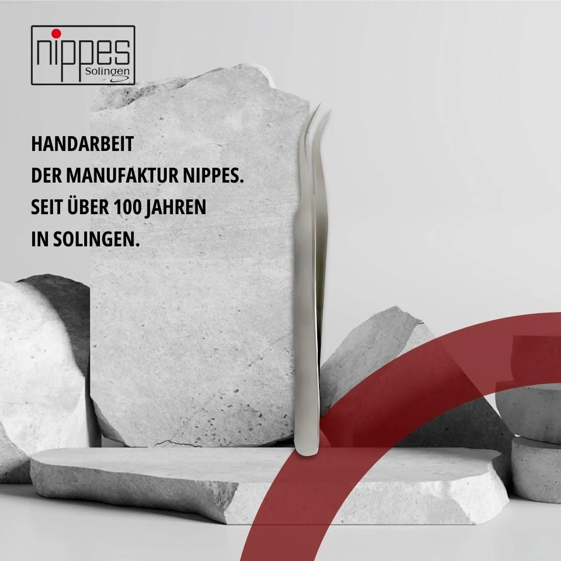 Nippes Solingen Zeckenpinzette Edelstahl spitz gebogen