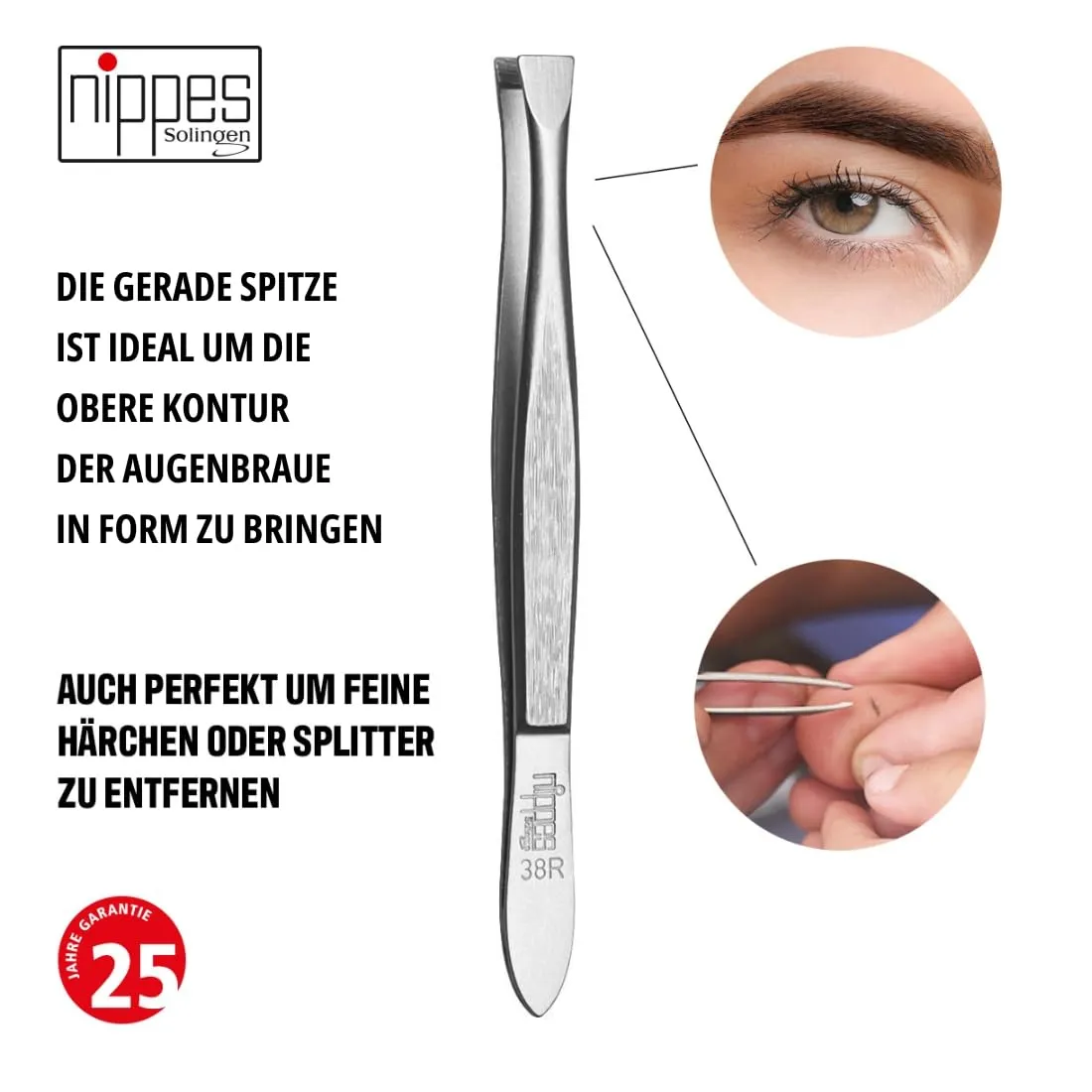 Nippes Solingen Classic 38SR Pinzette 9cm gerade rostfrei
