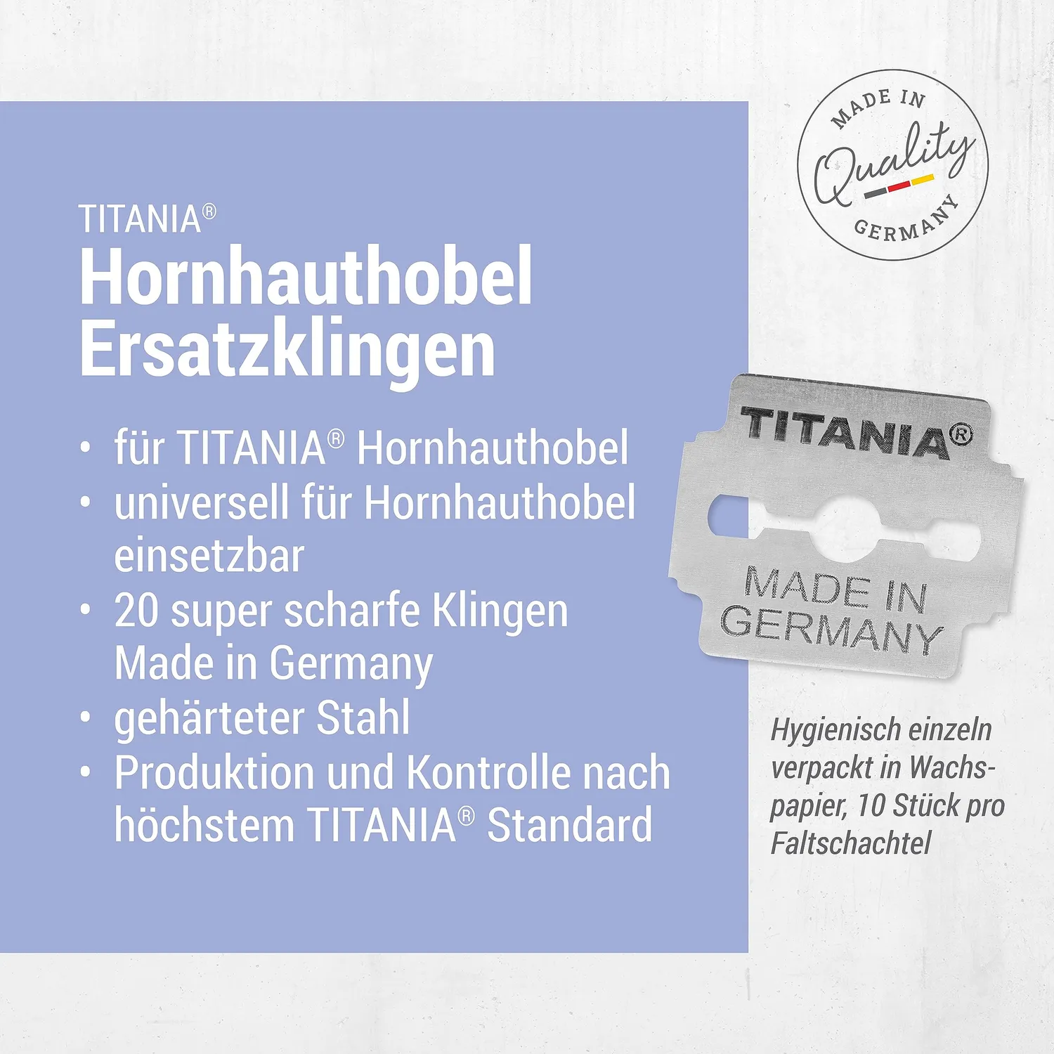 Titania Ersatzklingen Hornhauthobel 20 Stück scharf