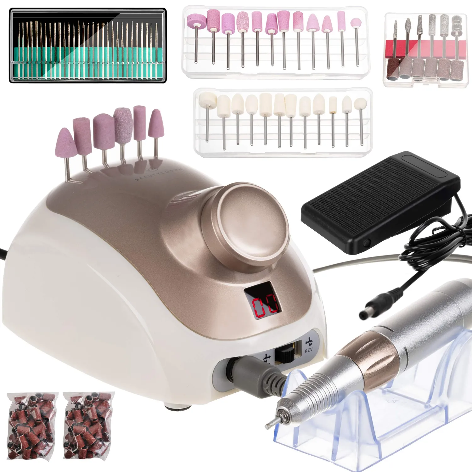 Beautylushh Nagelfräser Set elektrisch Gold 166-teilig LCD