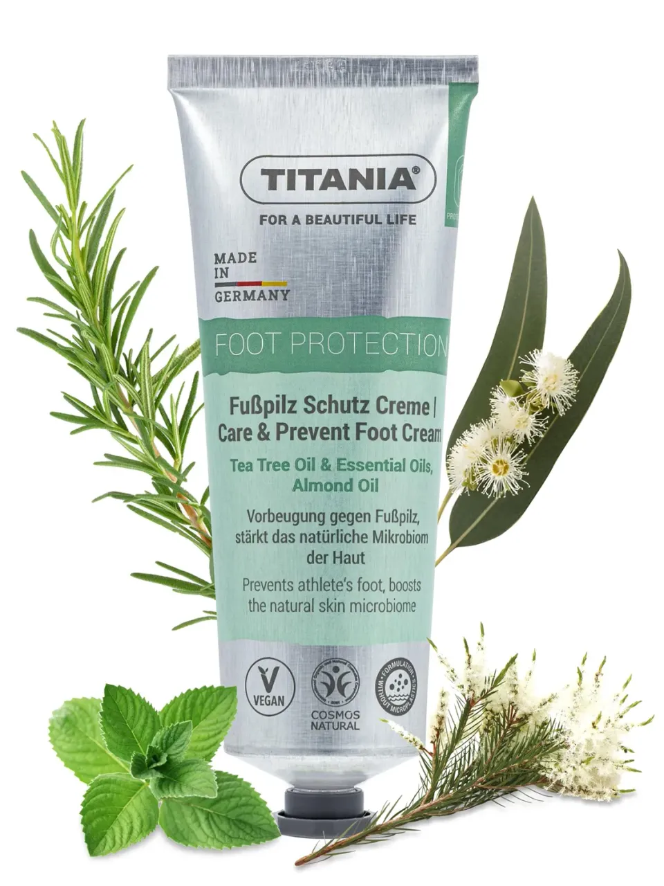 Titania Fußpilz Schutz Creme Fußcreme 75ml Teebaumöl