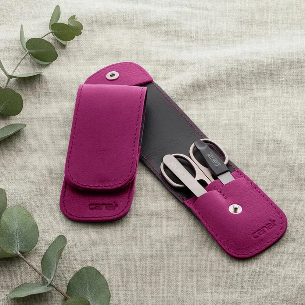 Canal Reise-Etui Maniküre-Set 3-teilig Rindsleder Druckknopf