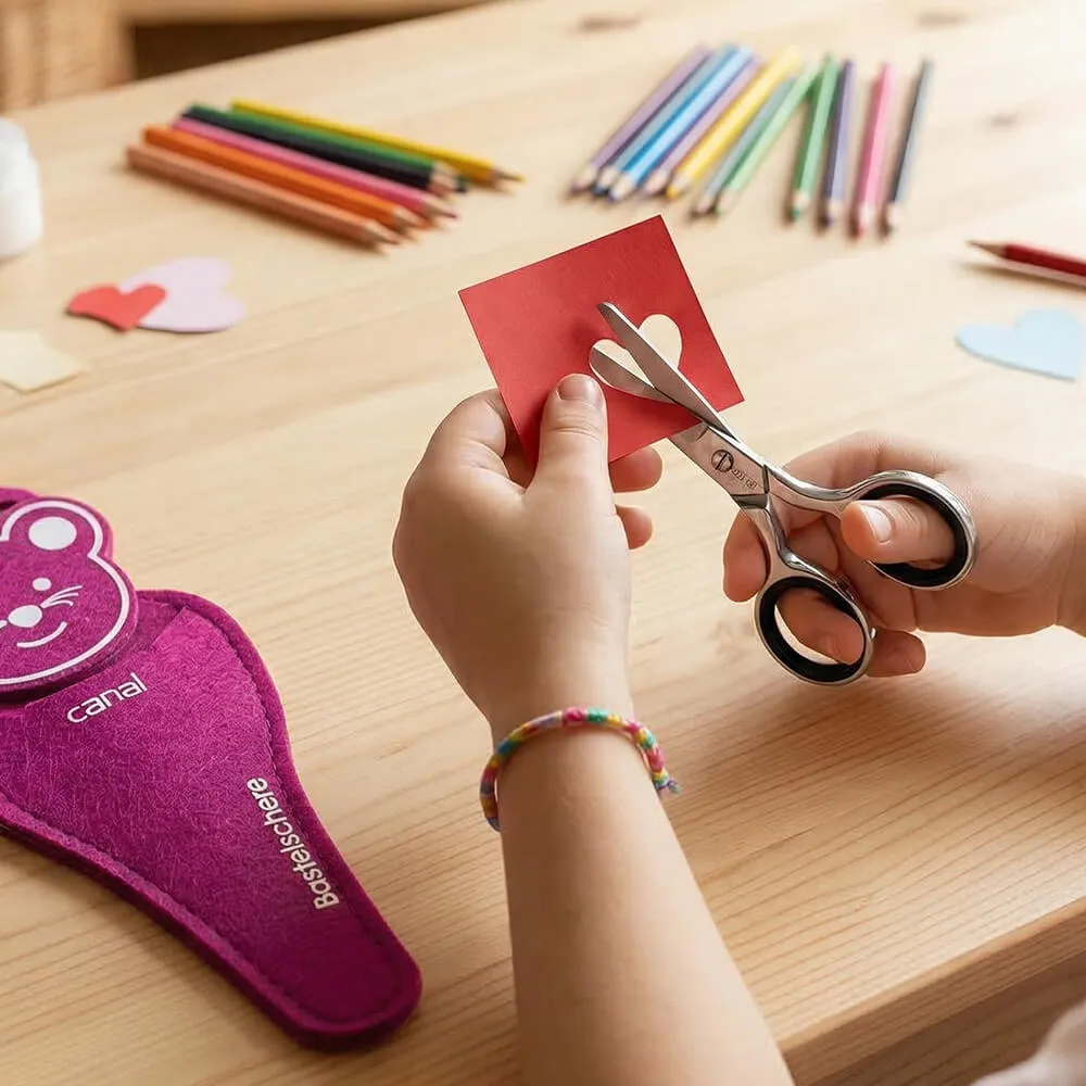 Canal Instrumente Bastelschere Kinder 10 cm rostfrei Maus-Etui