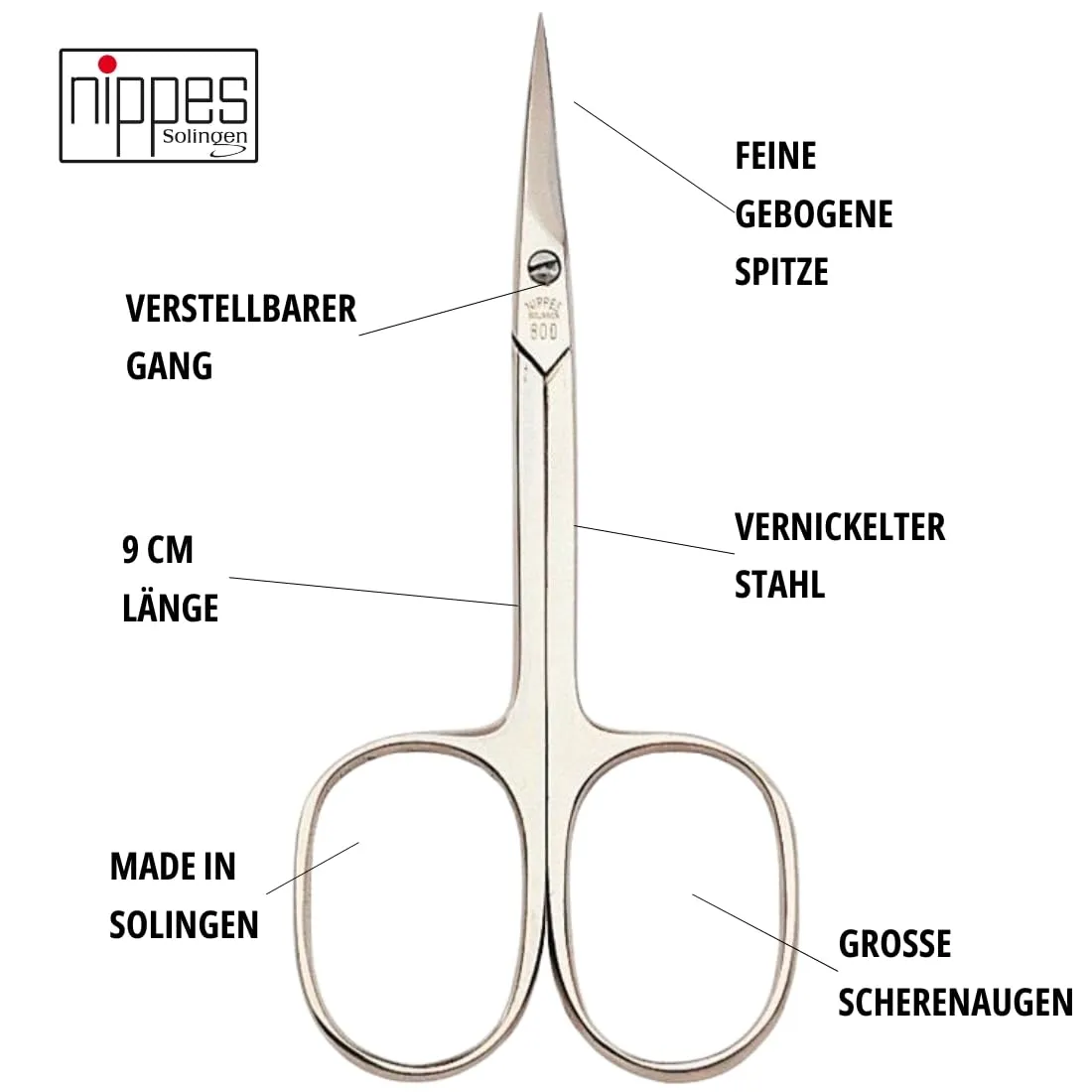 Nippes Solingen Classic Hautschere 9cm gebogen rostfrei