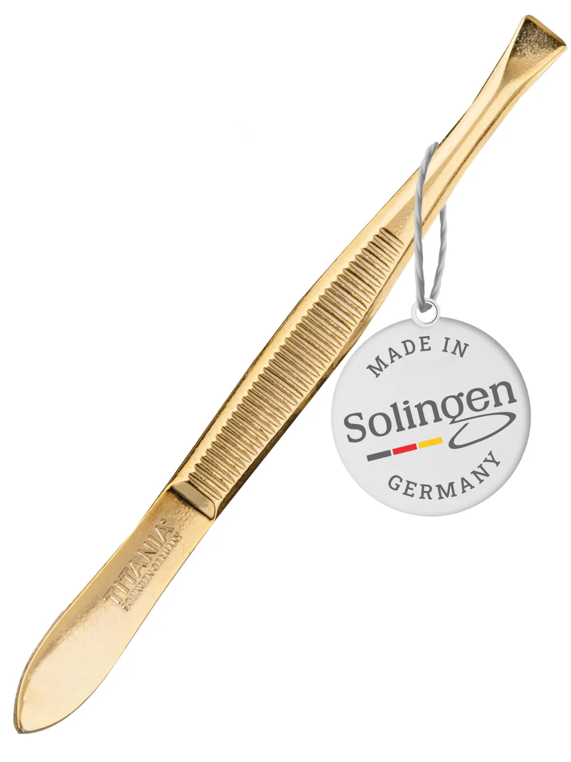 Titania Face Pinzette 8 cm vergoldet Silver Gold schräg