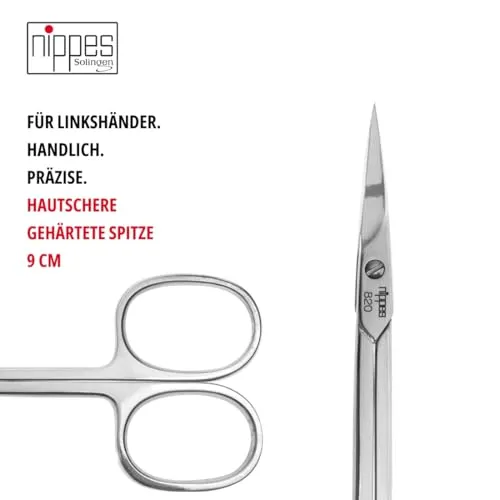 Nippes Solingen Hautschere Linkshänder 9 cm gebogen