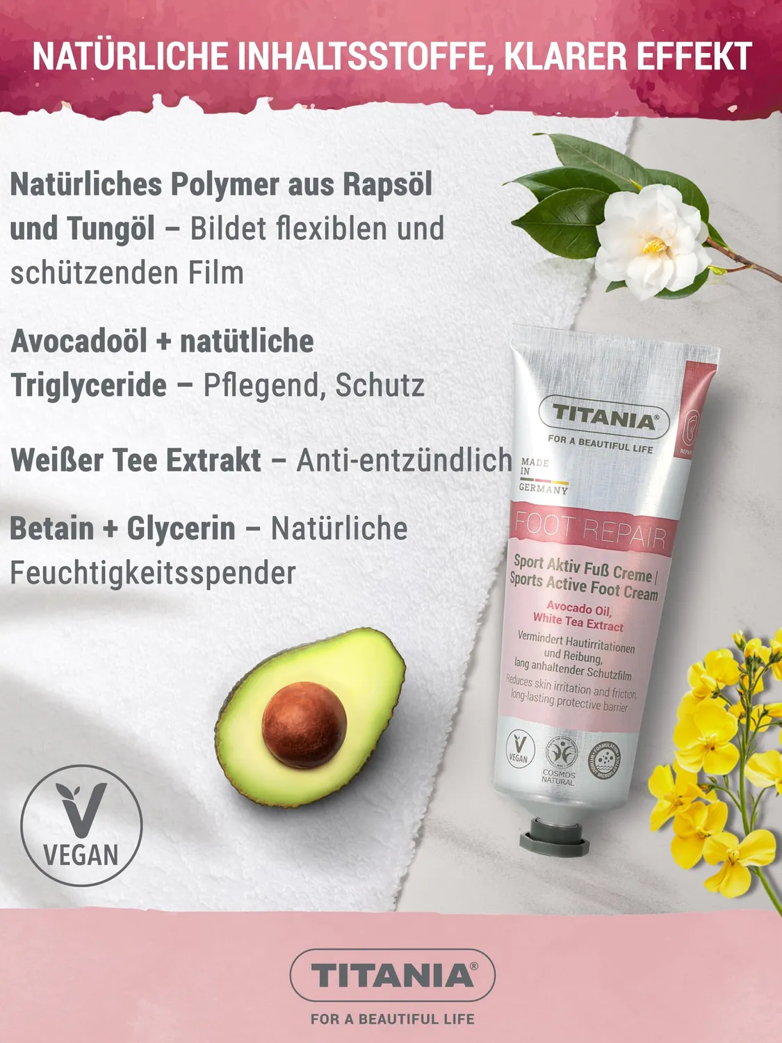 Titania Sport Aktiv Fußcreme 75 ml 2er Pack vegan