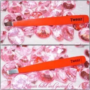 K-Pro Tweazy Pinzette schräg Neon Rot 9,5 cm Edelstahl