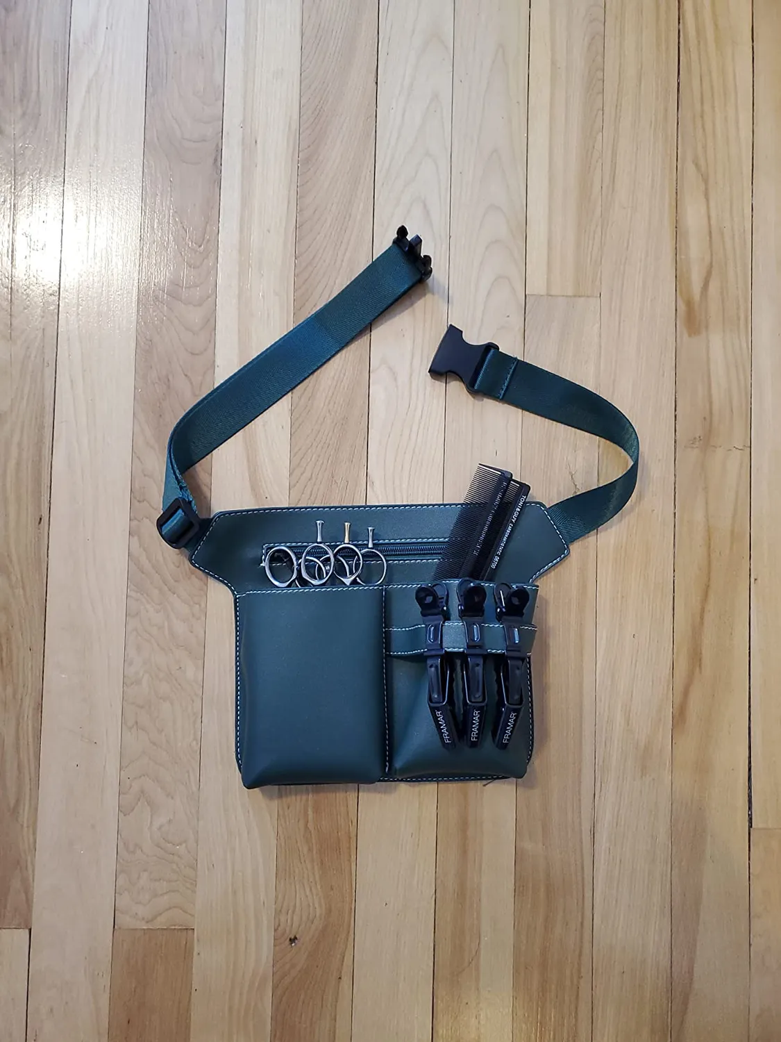 Noverlife Scherentasche dunkelgrün PU-Leder Gürtel 6 Taschen