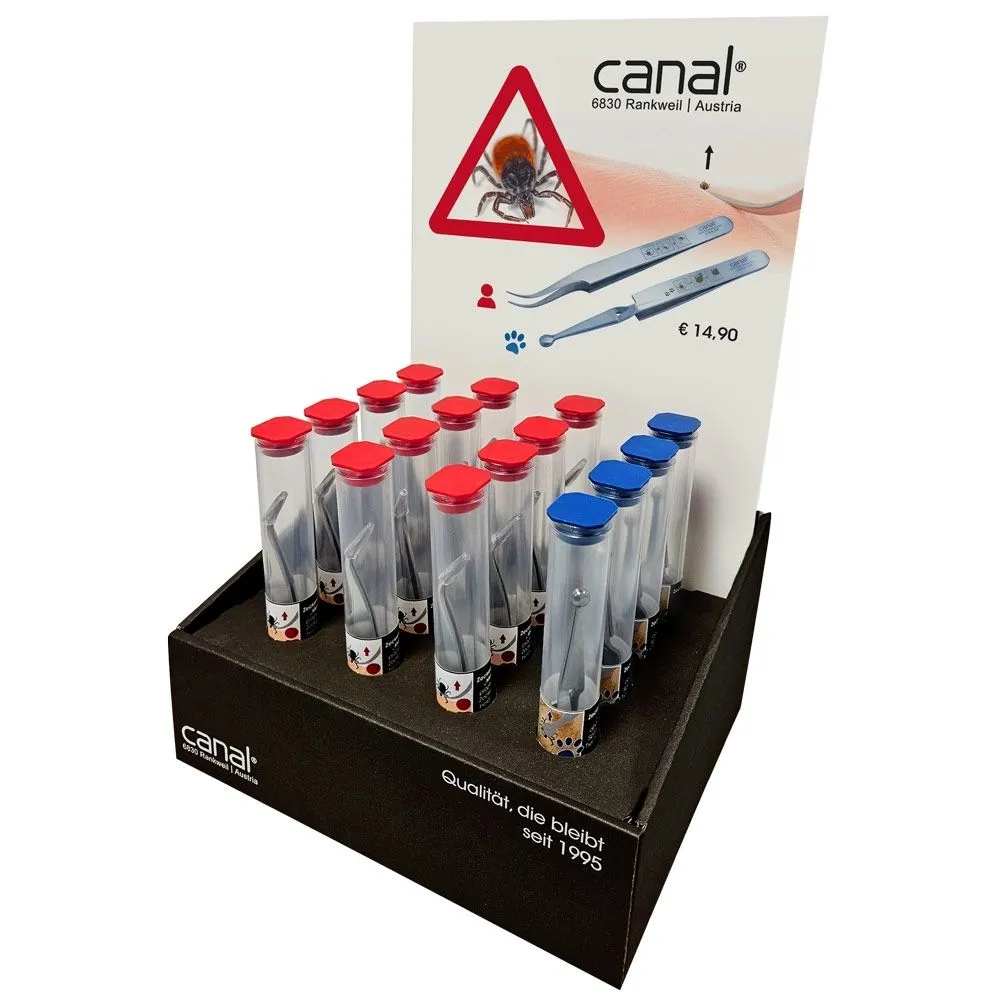 Canal Instrumente Zeckenpinzetten-Display 16-teilig Edelstahl