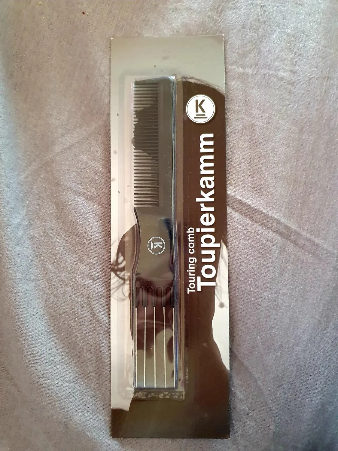 K-Pro Toupierkamm mit Metallgabel Stielkamm Schwarz 19,4 cm