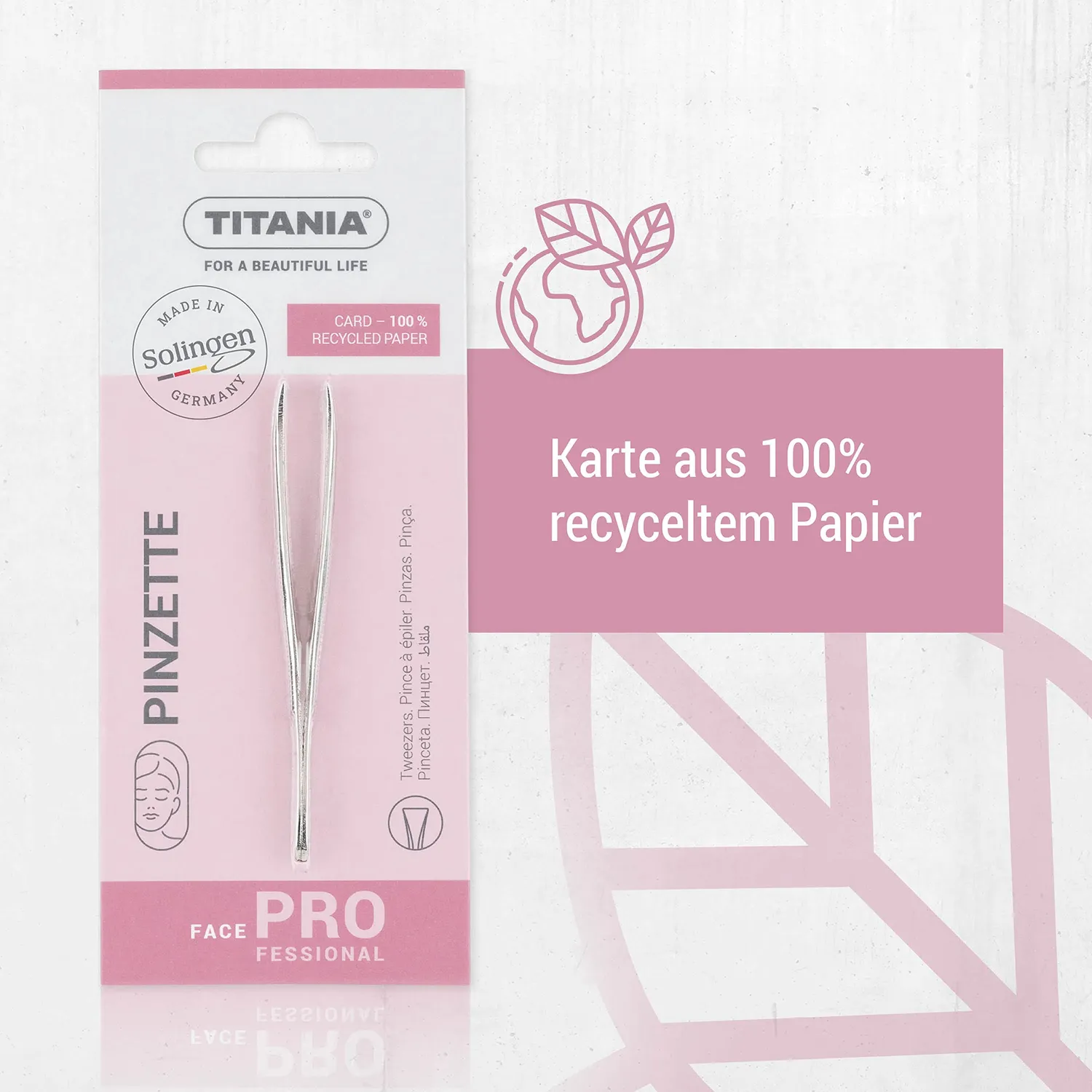 Titania Face Pinzette 8 cm gerade Spitze silberfarben