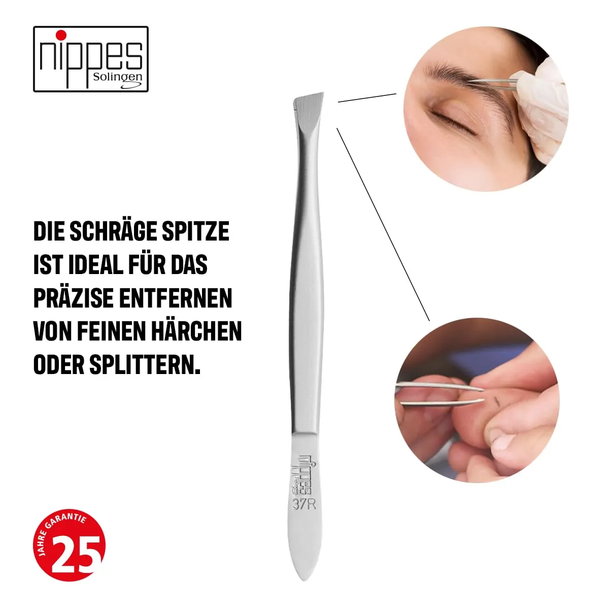 Nippes Solingen 37SR Pinzette schräg 9 cm Edelstahl