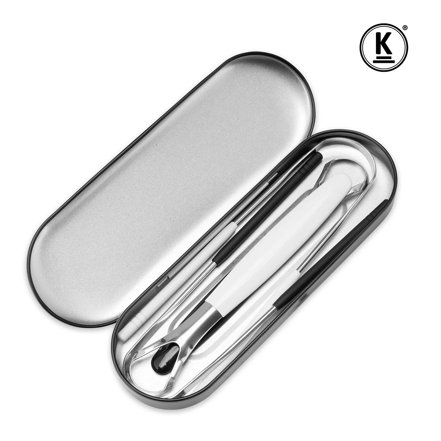 K-Pro Zungenschaber 2er Set Edelstahl Schwarz und Weiß