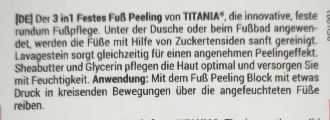 Titania 3in1 Fußpeeling Seife fest Bimsstein Sheabutter