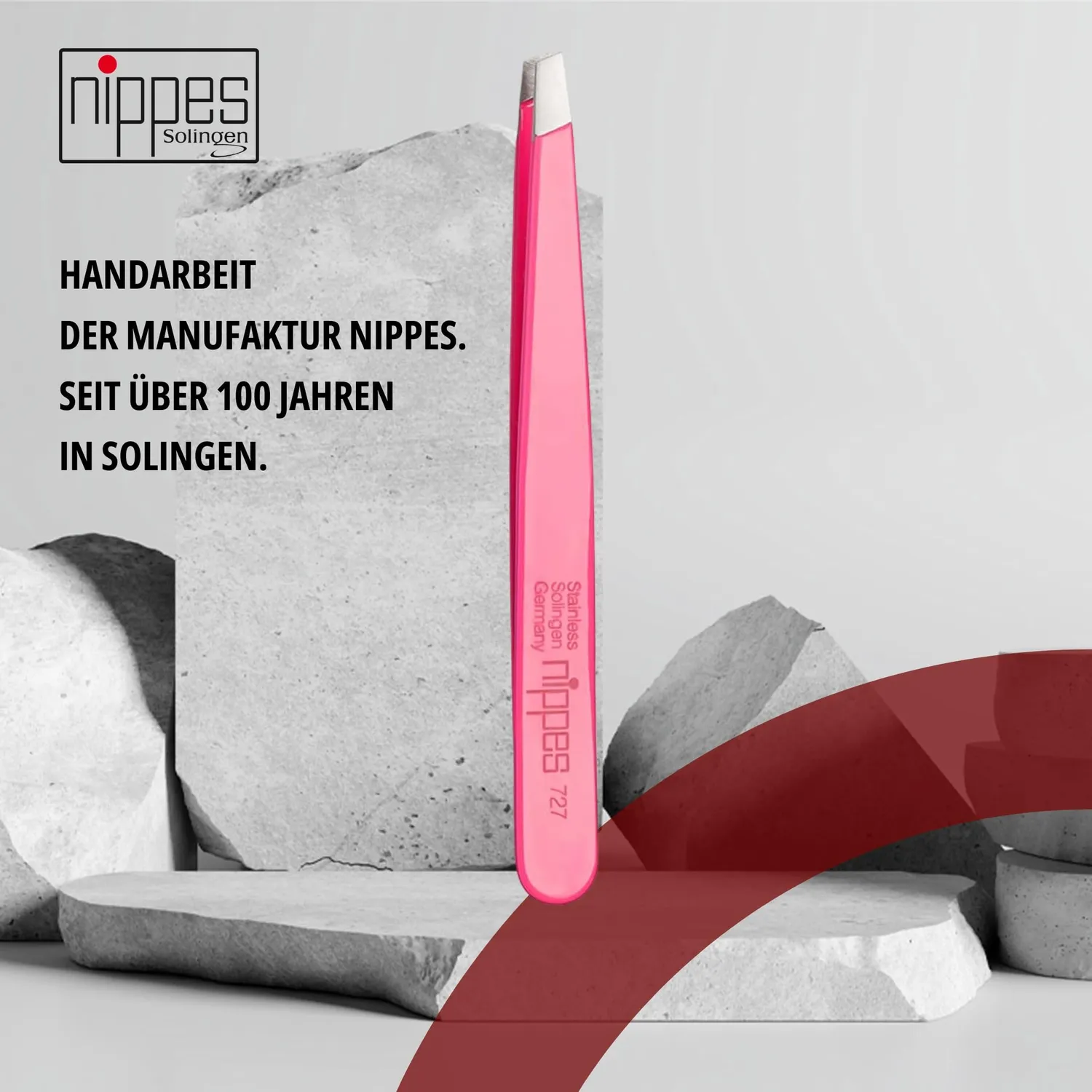 Nippes Solingen Classic Pinzette schräg Pink 9,5 cm rostfrei
