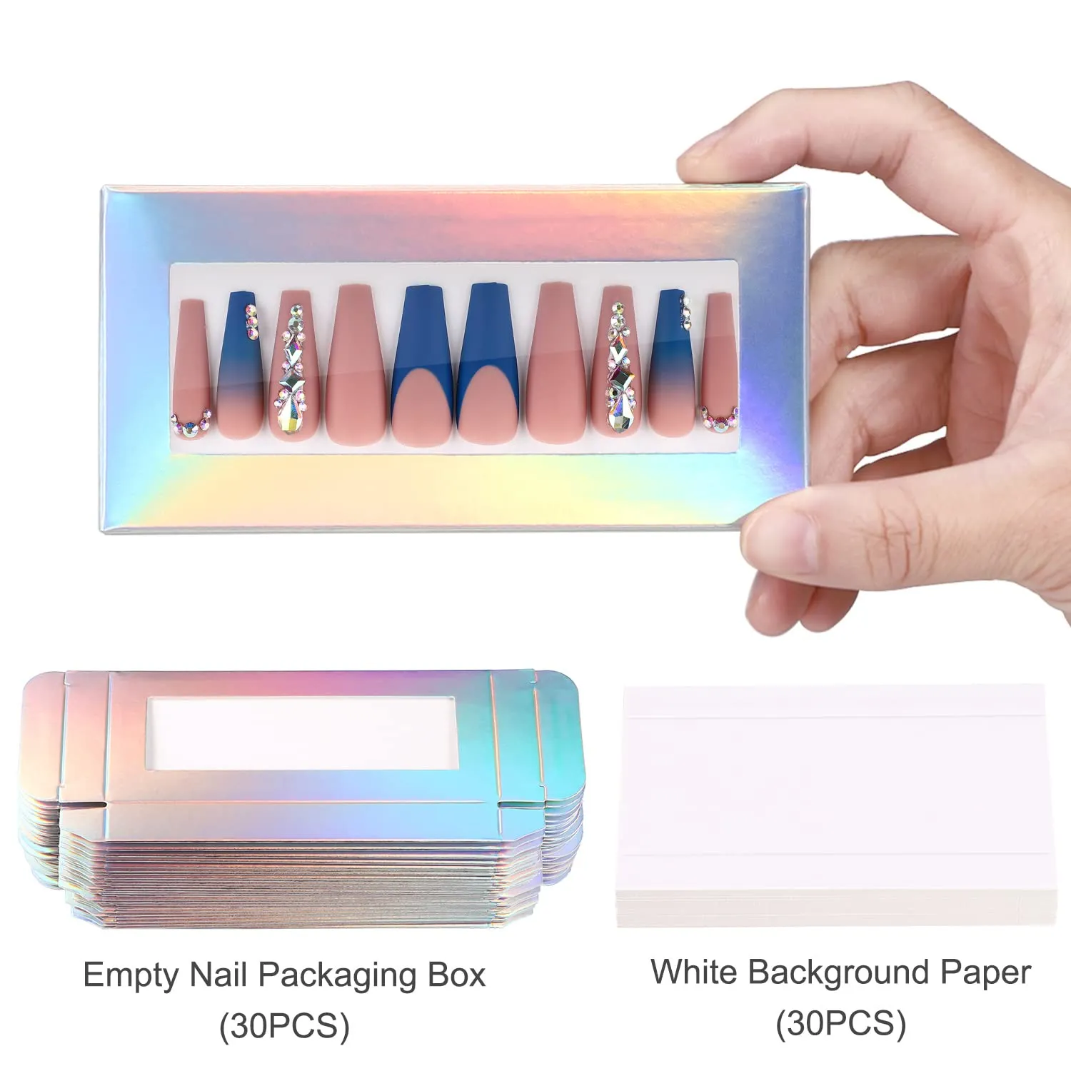 Noverlife Nagelbox Holografisch Fenster 30er Set Karten