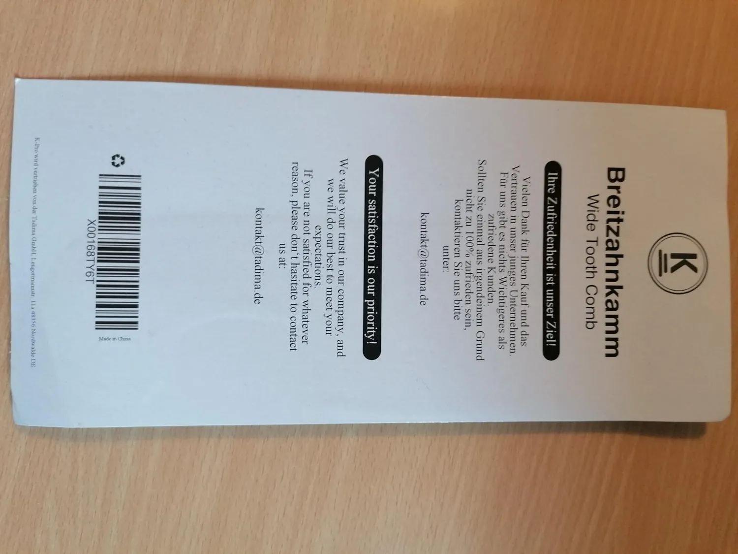 K-Pro Breitzahnkamm Locken grobzinkig antistatisch