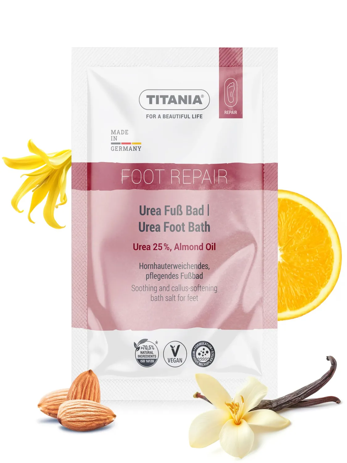 Titania Urea Fußbadesalz 25% 270 g Glas Mandelöl