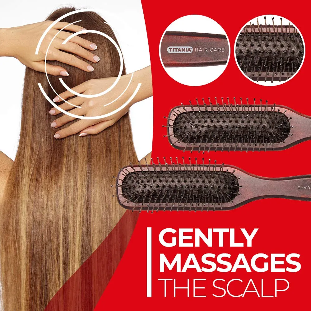 Titania Hair Massagebürste oval groß Holz braun