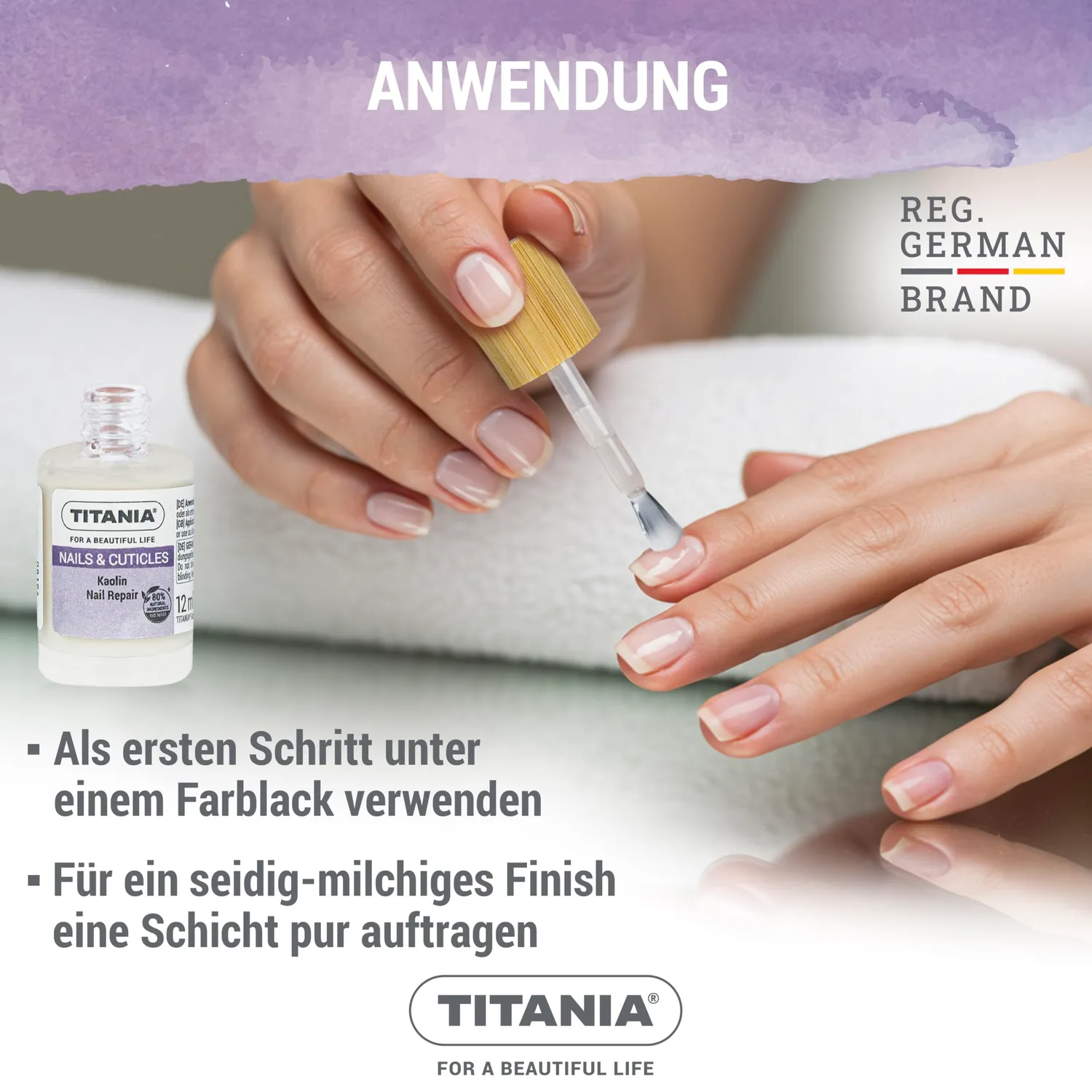 Titania Kaolin Nail Repair Nagellack 12 ml für brüchige Nägel