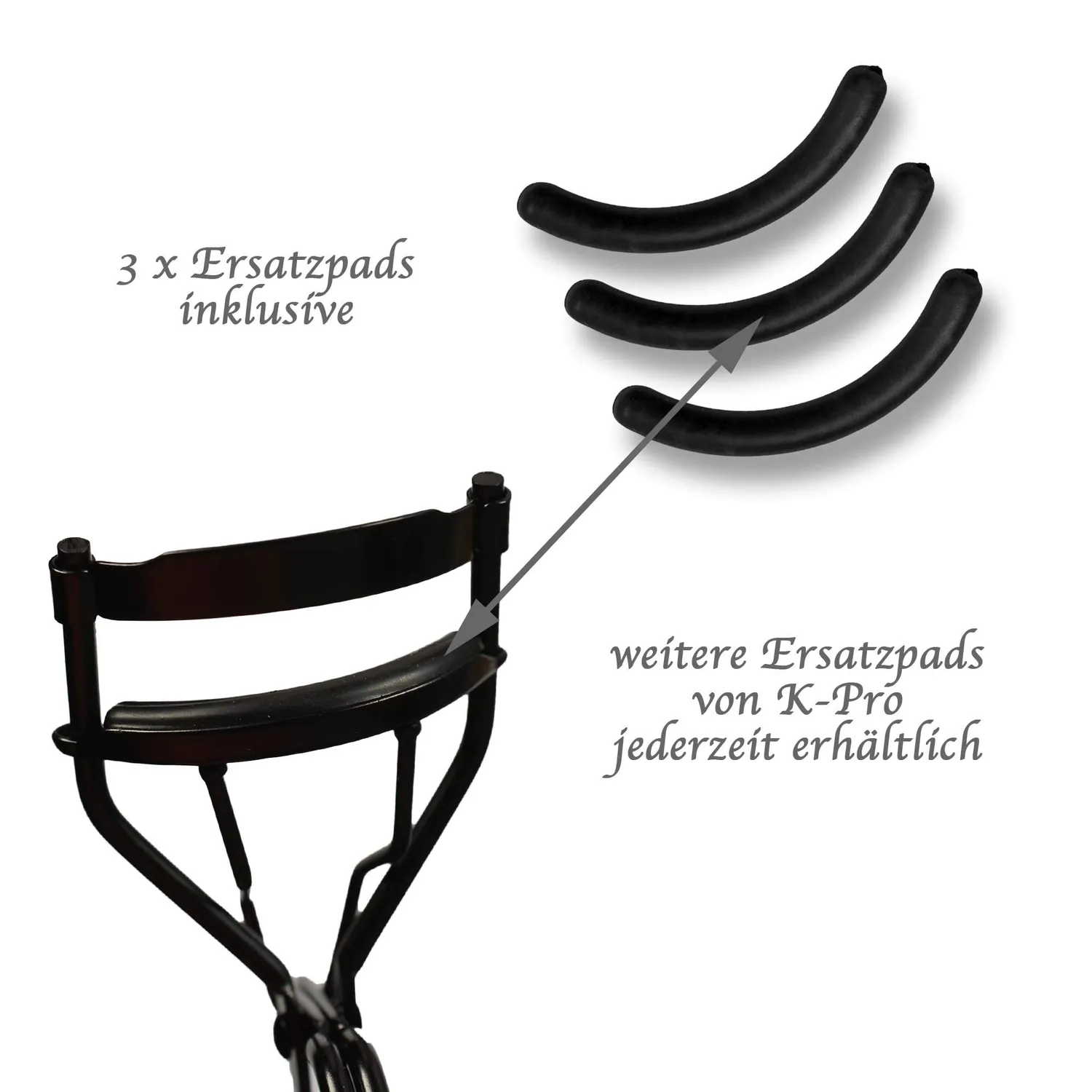 K-Pro Wimpernzange Edelstahl Lash Curler mit 3 Pads