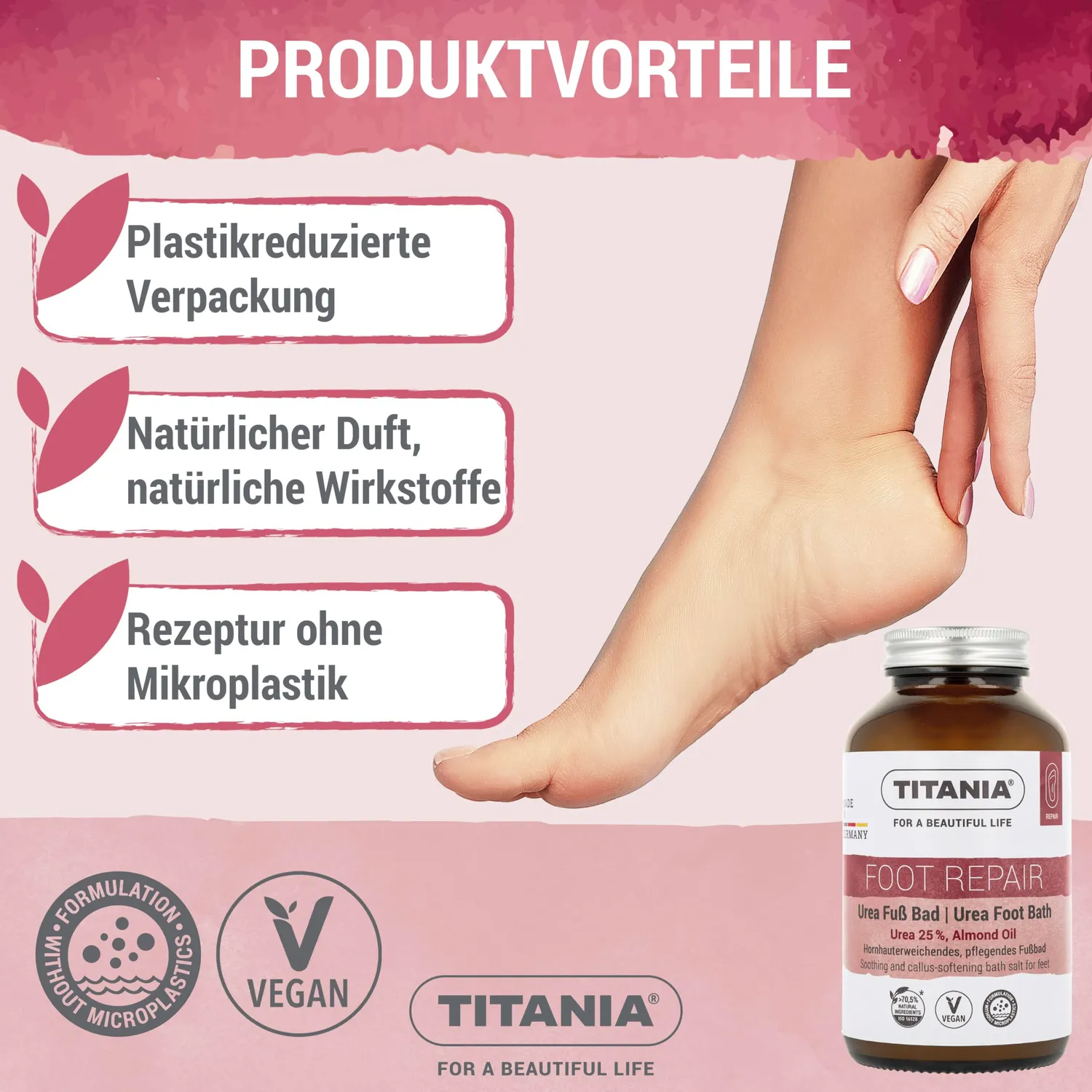 Titania Urea Fußbadesalz 25% 270 g Glas Mandelöl