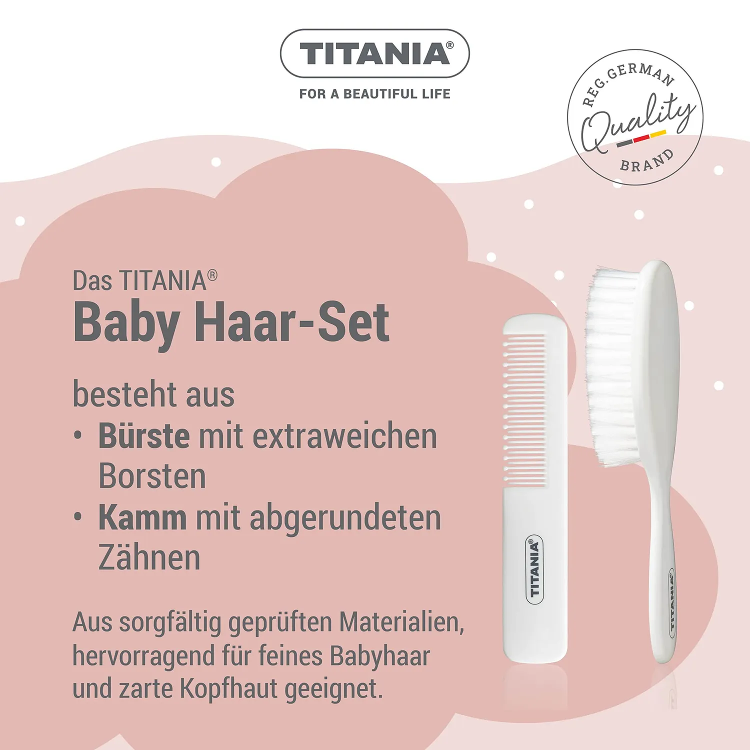 Titania Baby Haar Set 2-teilig Bürste Kamm weiß