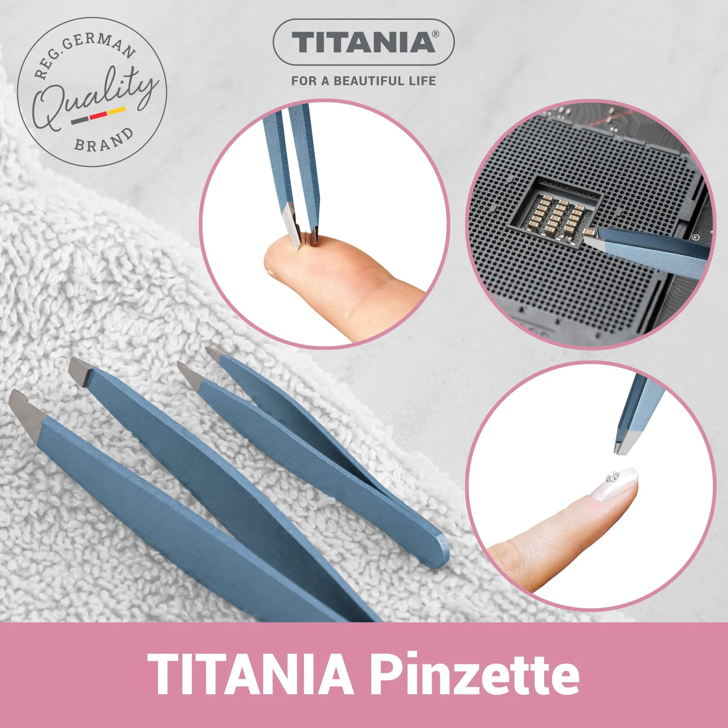 Titania Pinzetten Set Gold Edelstahl 2-teilig schräg