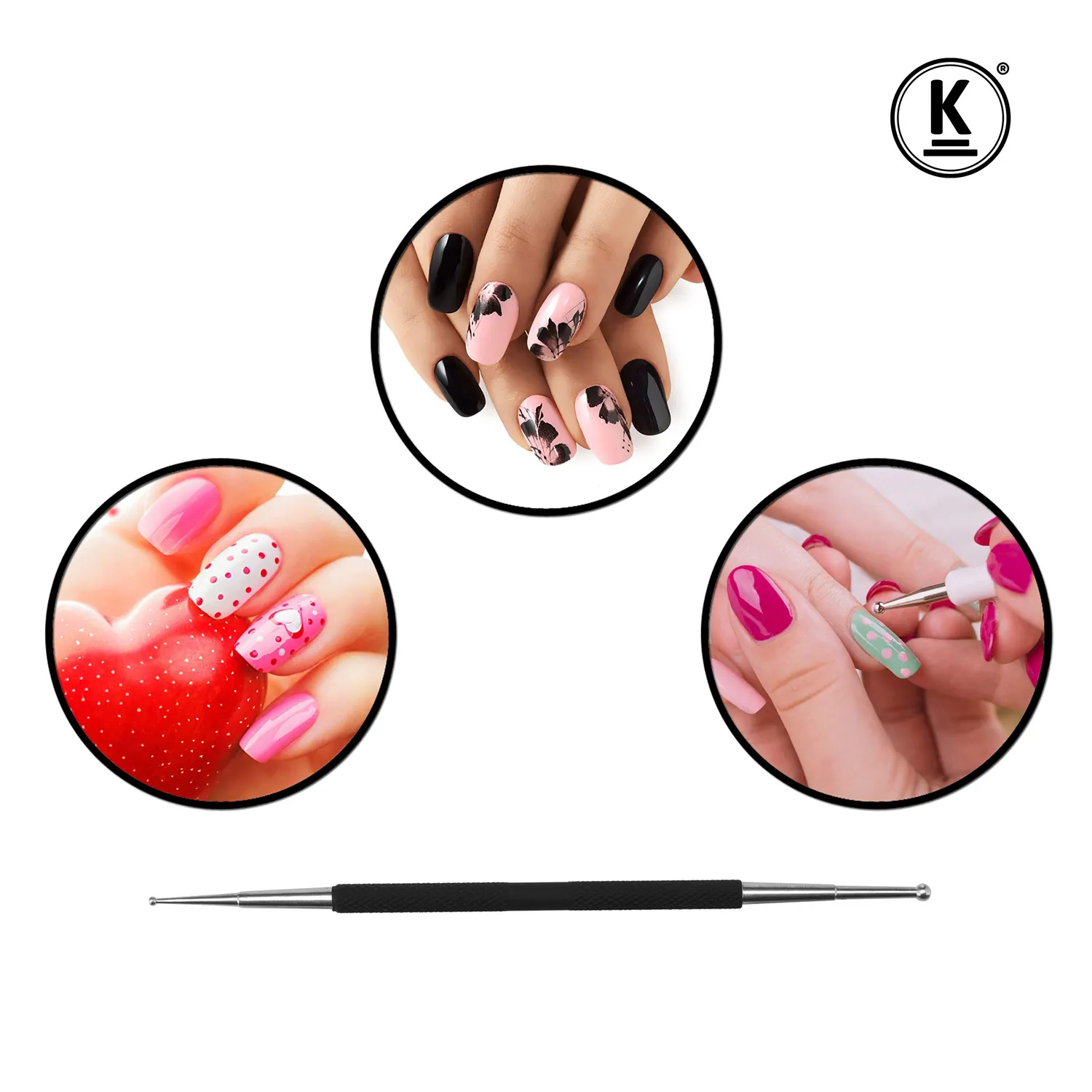 K-Pro Dotting Tool Nailart Punktierstifte 3 Stück 1-3 mm