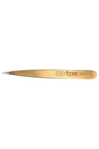 Nippes Solingen Pinzette Spitz 9,5 cm vergoldet