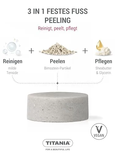 Titania 3in1 Fußpeeling Seife fest Bimsstein Sheabutter