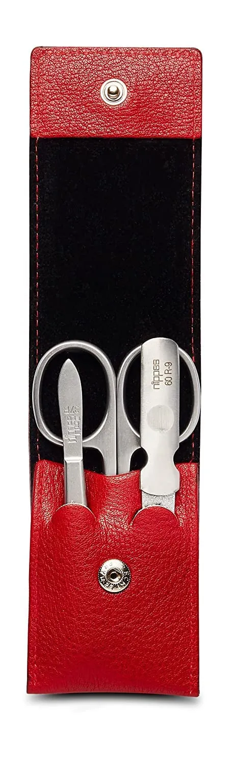 Nippes Premium Wild Red Maniküre Set 3-teilig Rindleder rot