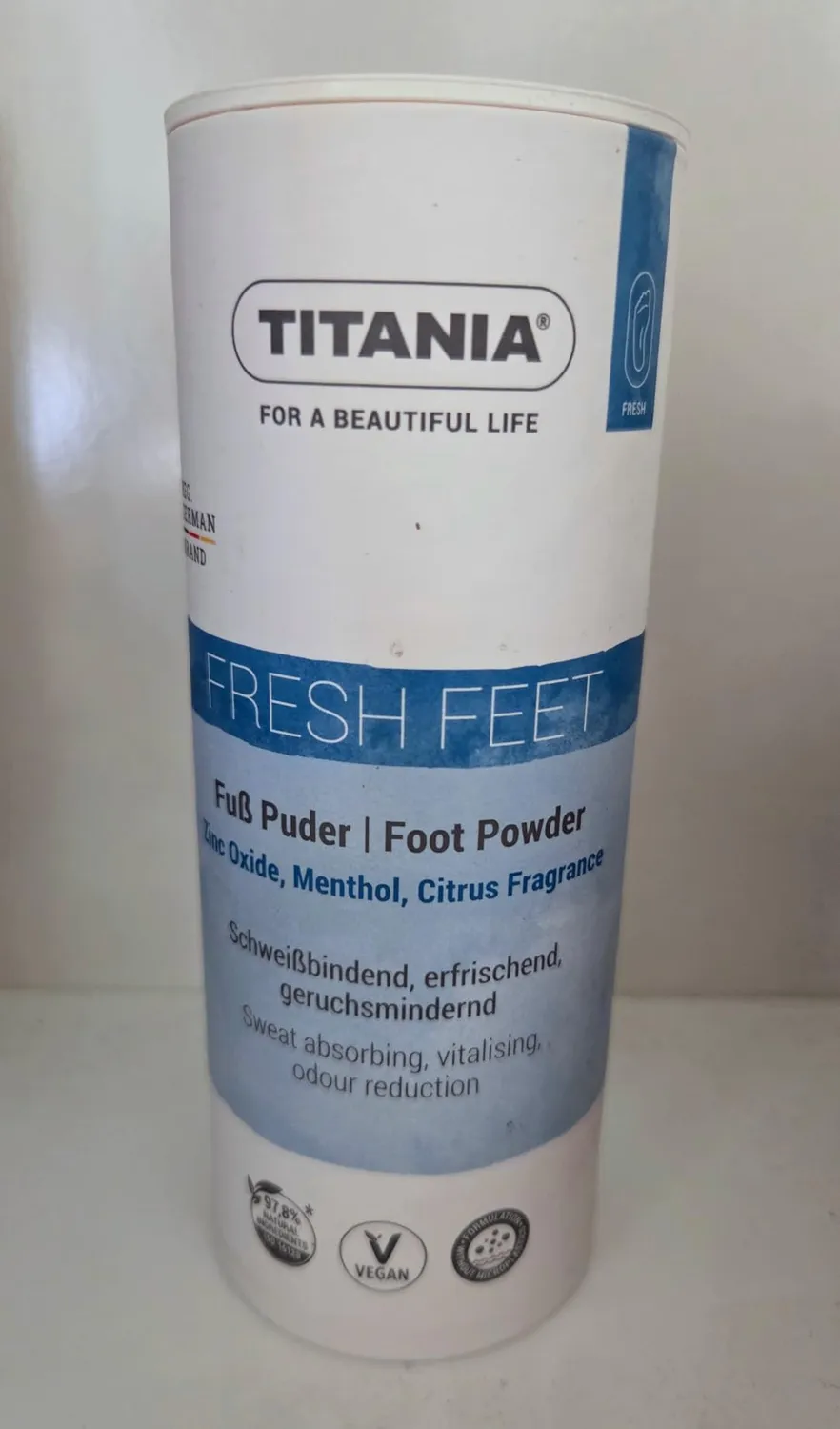 Titania Fußpuder Zinkoxid Menthol Zitrusduft 100 g