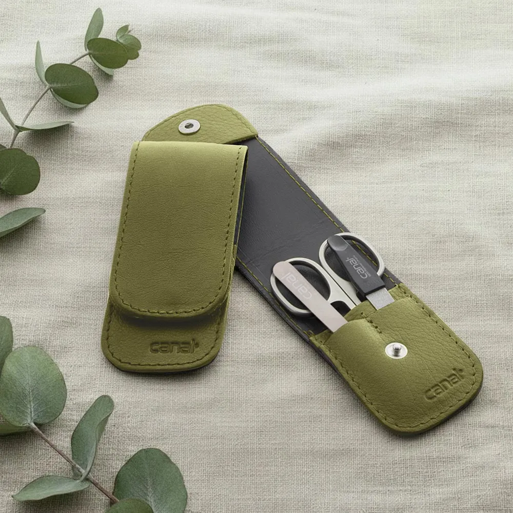 Canal Reise-Etui Maniküre-Set 3-teilig Rindsleder Druckknopf