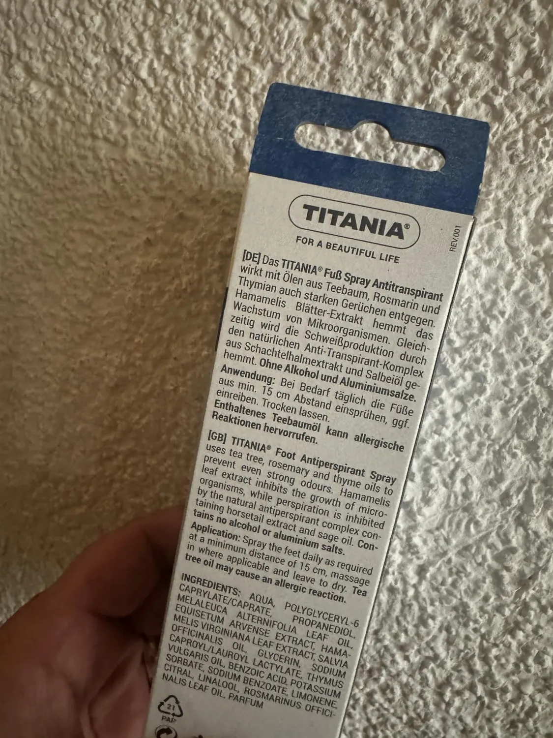 Titania Fußspray Antitranspirant 100 ml ohne Alkohol