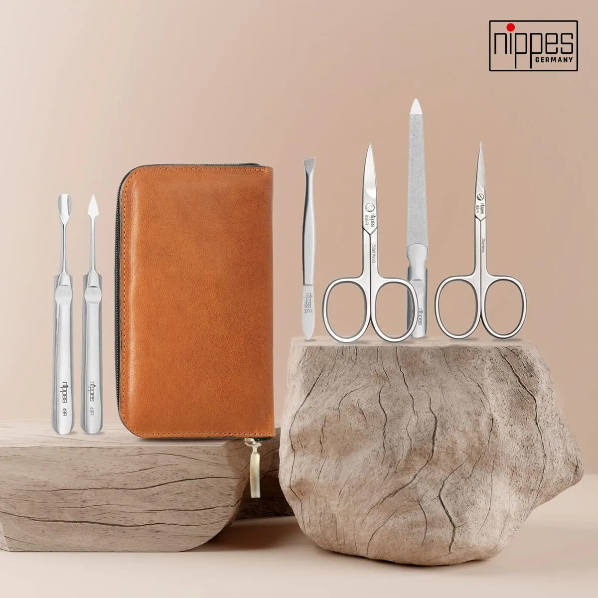 Nippes Solingen Premium Line Whiskey Maniküre Set 6-teilig Rindsleder