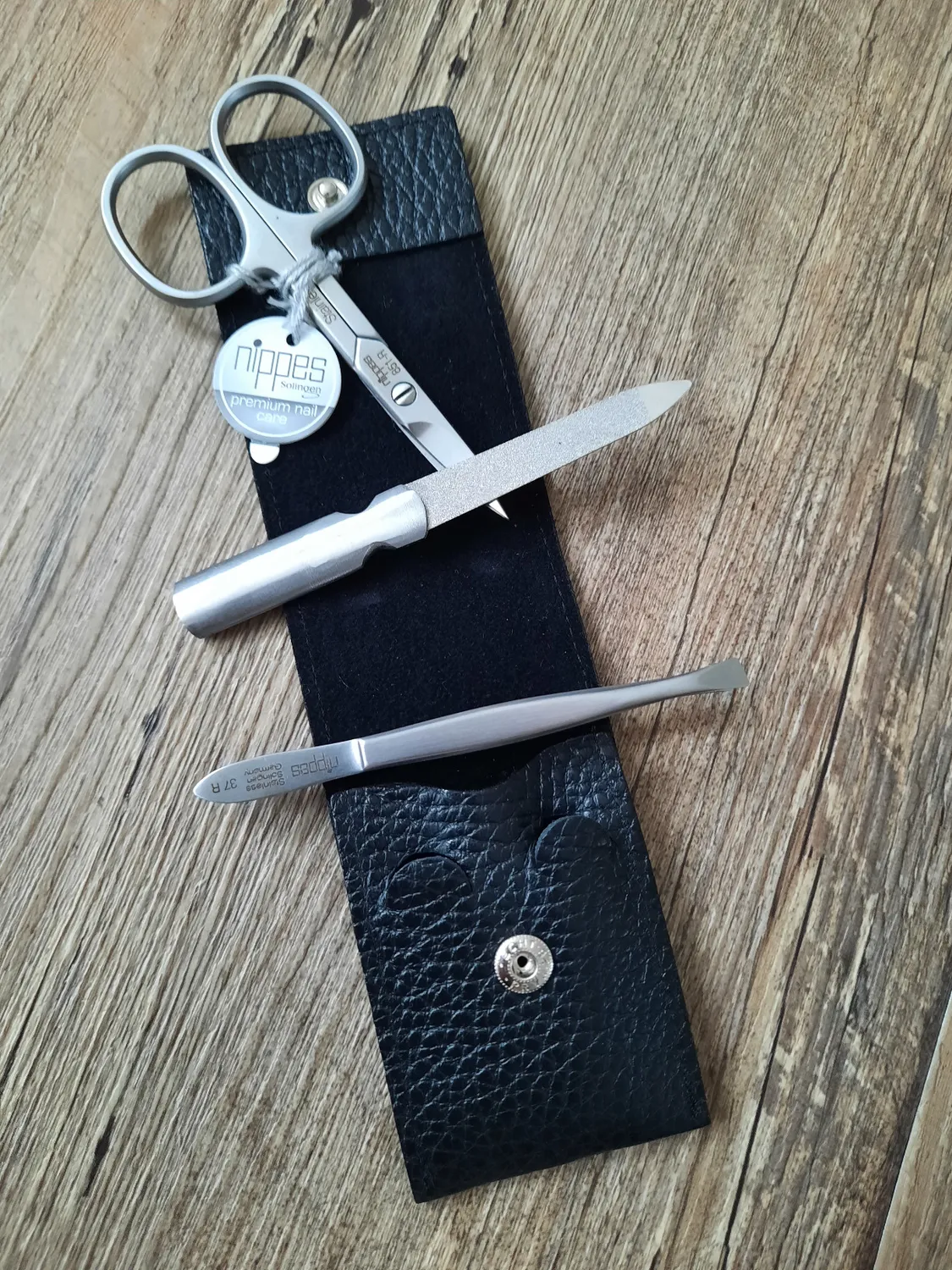 Nippes Solingen Leone Maniküre Set 3-tlg. Leder schwarz