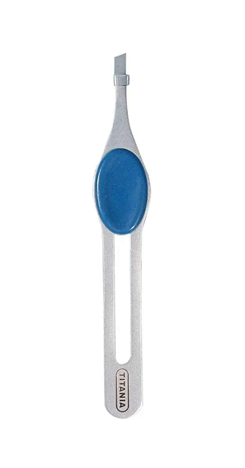 Titania Pinzette 9 cm schräg blau Edelstahl rostfrei