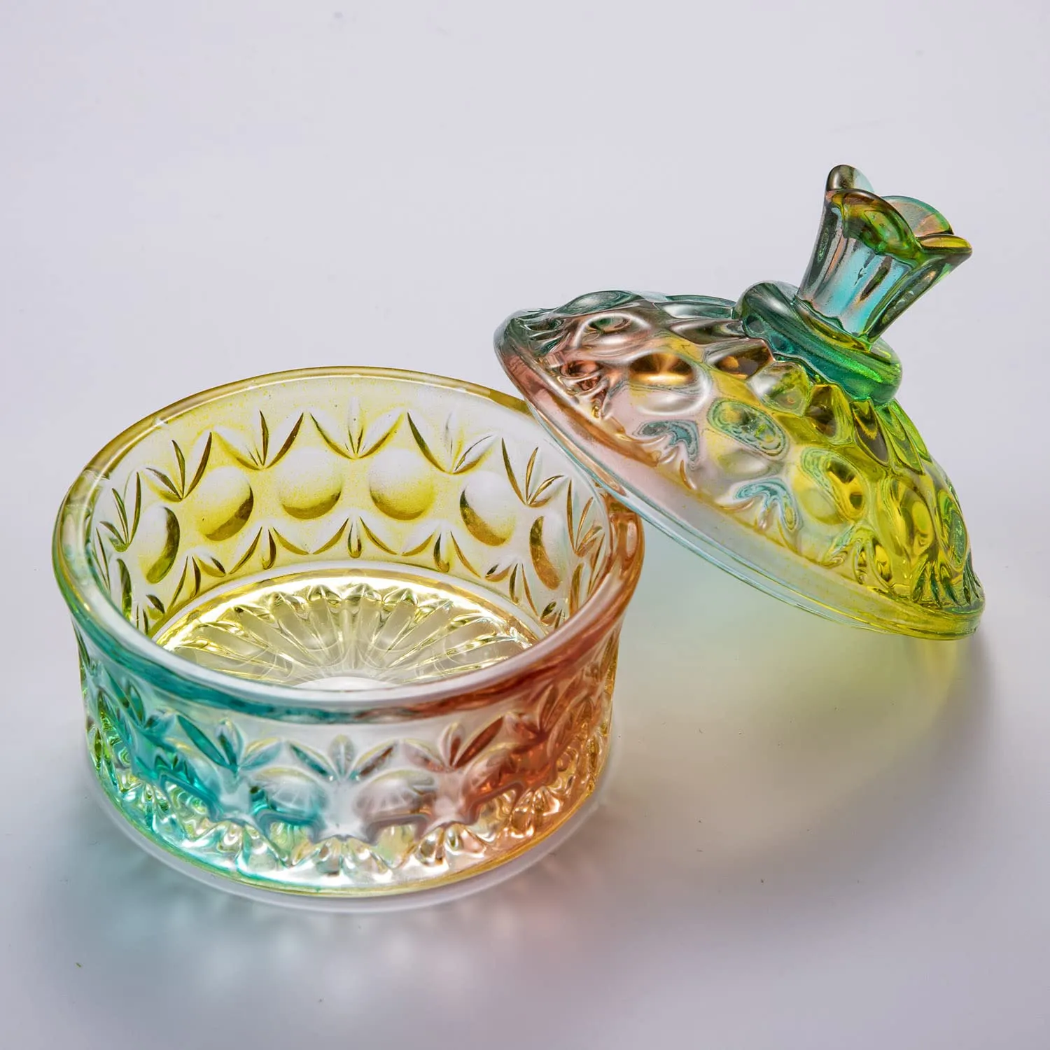 Noverlife Crystal Dappen Dish Glas Regenbogen mit Deckel